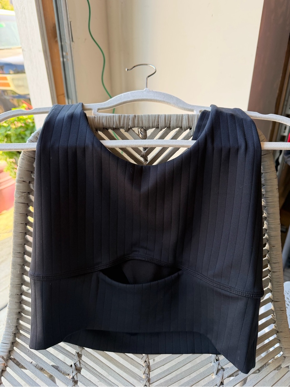 Glyder Black Ribbed Cropped Dress Top with Cutout